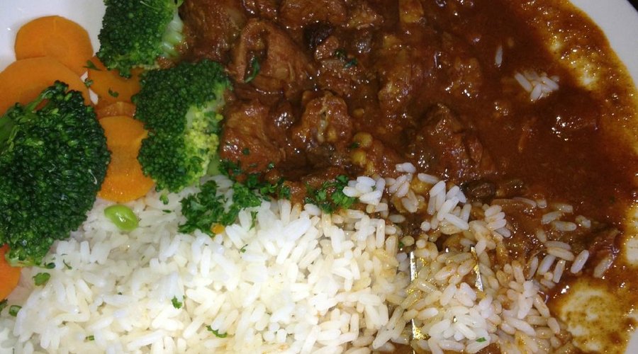 My sister's meal (Chicken with curry I think!)
