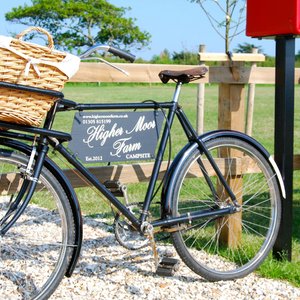 Our vintage bike outside the farm shop