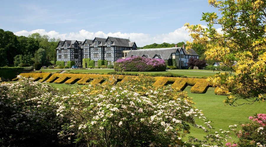 Gregynog Hall across the sunken lawns