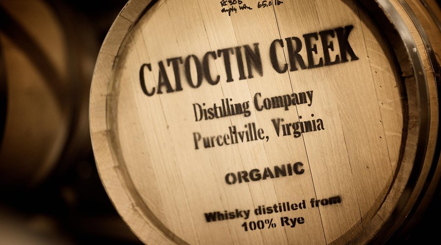 Aging rye whisky barrels at Catoctin Creek