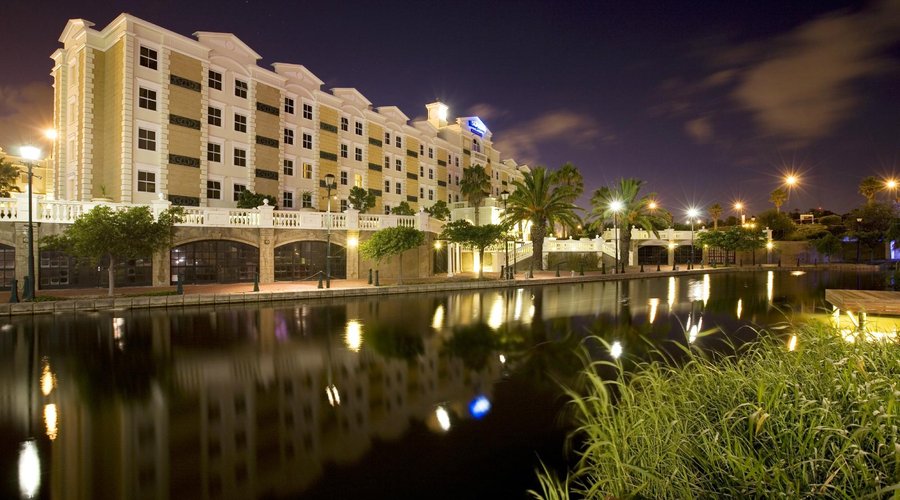 Hotel exterior evening