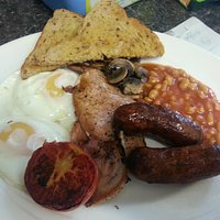 Full English for £6.50 plus tea, coffee or orange juice. Veggie breakfast available too!