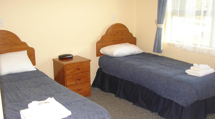 Motel bedroom, two singles