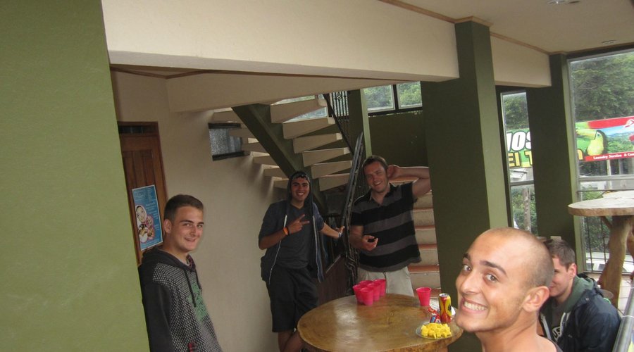 A little makeshift beer pong game during the rain storm