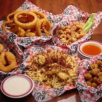 Appetizers- chicken tenders, onion rings,buffalo shrimp, cheese fries, FRIED OKRA