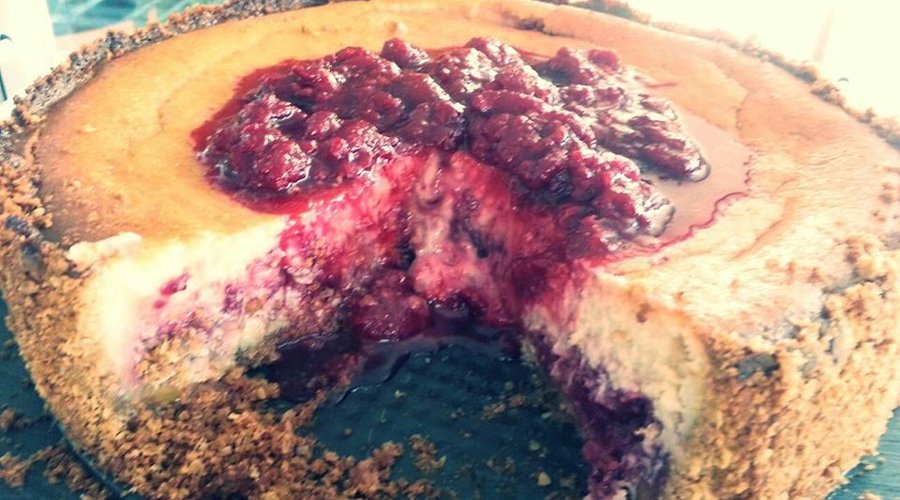 tarta de queso con arandanos (casera)