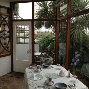 Breakfast room with garden and patio access