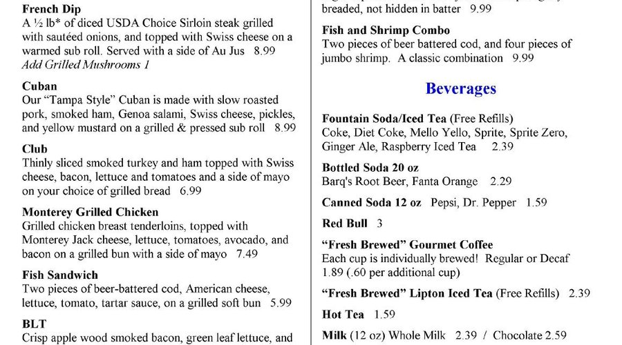 Classic Sandwiches - Seafood Dinners