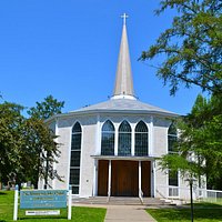 Distinctive exterior of the church