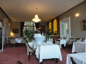 Hotel Elizabeth in Trencin, image may contain: Dining Room, Dining Table, Table, Reception Room