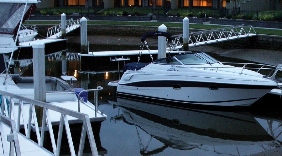 Boat berths looking towards Villas