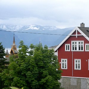 St. Olaf's Church and the fjord behind
