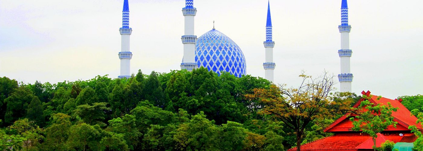 Blue mosque, from Shah Alam lake.