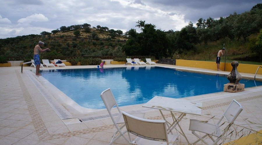 Beautiful pool -- built out of an old cistern, surrounded by historical carved stones