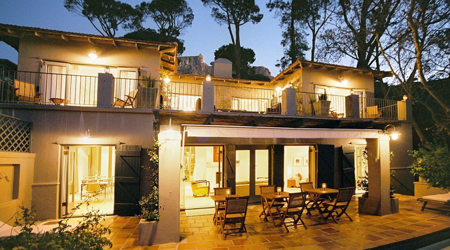NIght view of main house
