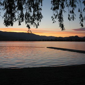 Evening view of swim area looking towards west Osoyoos.