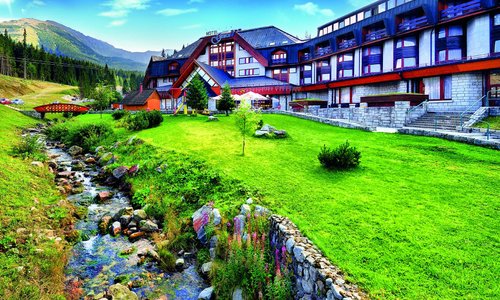 Hotel exterior summer - view on Mt. Chopok