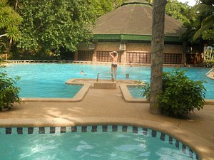 Dakak Park & Beach Resort in Mindanao, image may contain: Resort, Hotel, Pool, Person