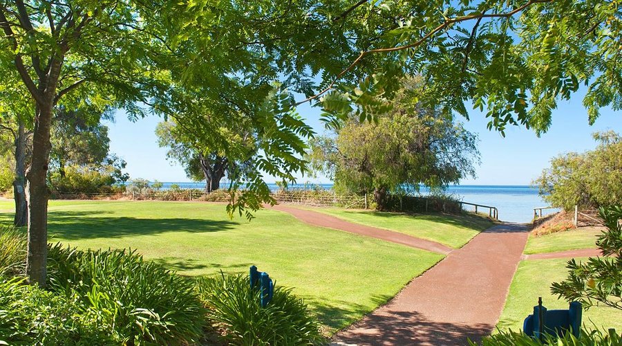The beautiful gardens right on the beach