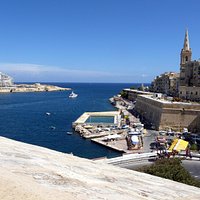 View from the roof of Fort Tigne & Valletta