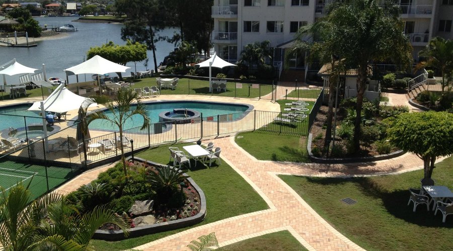 View over pool & gardens