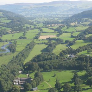 View of Dolgadfa looking east along the Dee valley
