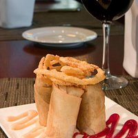 Philly Cheese Steak Spring Rolls, Spicy Ketchup, Spicy Mayo