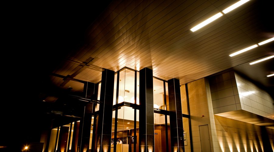 Secure parking and penthouse level cocktail bar and restaurant