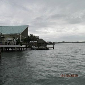 view from town dock, blue roof