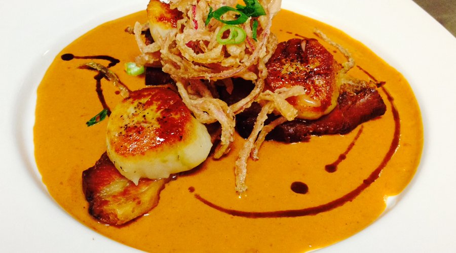Scallop, Slab Bacon, Ancho