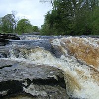 Stainforth Force, Packhorse/Dog Hill Brow Bridge just visible: May 2012