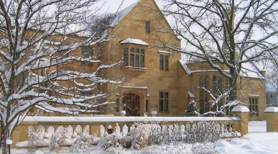 Paine mansion in snow