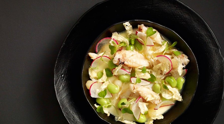 Dungeness crab, truffle custard, meyer lemon, edamame, artichoke