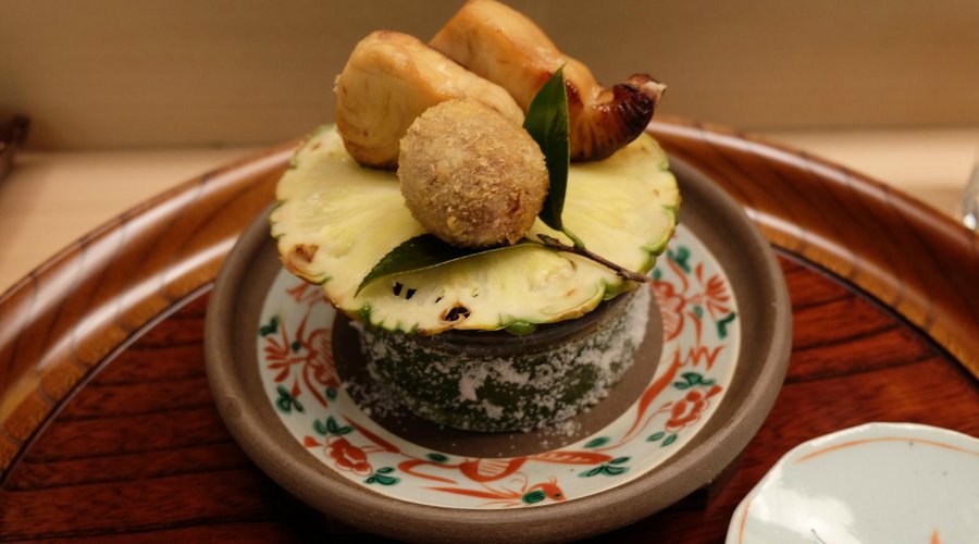 Cod on pineapple deep fried taro