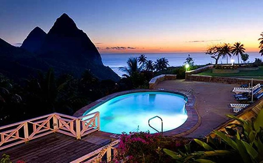 La Haut at Dusk - view of Pitons