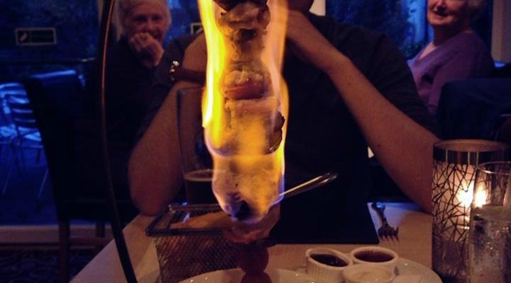 Flaming Chicken Skewer