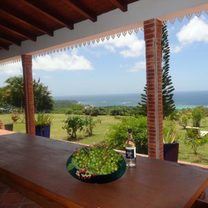 outside dinner table of the villa