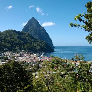 Piton and soufriere town view from guest house