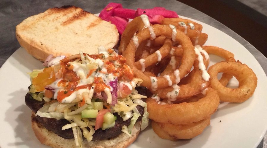 Shawarma Land Burger Combo #burger #onionrings #shawarmaland #aurora #toronto #amazing #amazingf