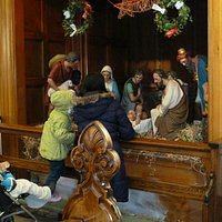 Children admire the crib