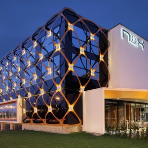 Hotel Nox in Ljubljana, image may contain: Interior Design, Indoors, Wood, Bed