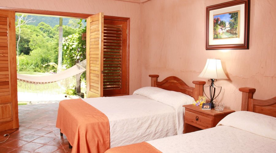 Our rooms have French doors that open out to our gardens.