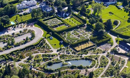 An aerial view of our 27 acre horticulture masterpiece
