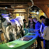 Bezoekers kunnen allerlei foto's en filmpjes bekijken op de interactieve schermen
