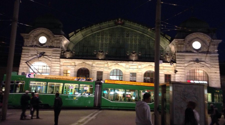 Basel SBB station at night