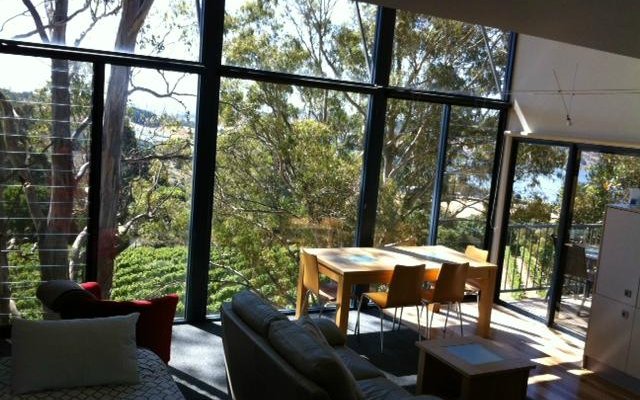 the living area overlooking vineyard