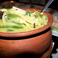 Green Curry (Homemade green curry, coconut milk, bell pepper, bamboo shoots, green bean, eggplan