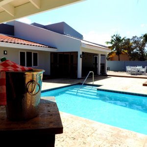view from bar next to pool