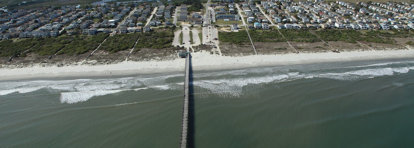 Aerial View of Sunset Beach Pier & Bridge