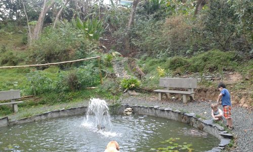 Waterfall at the poond blow the villas at AF